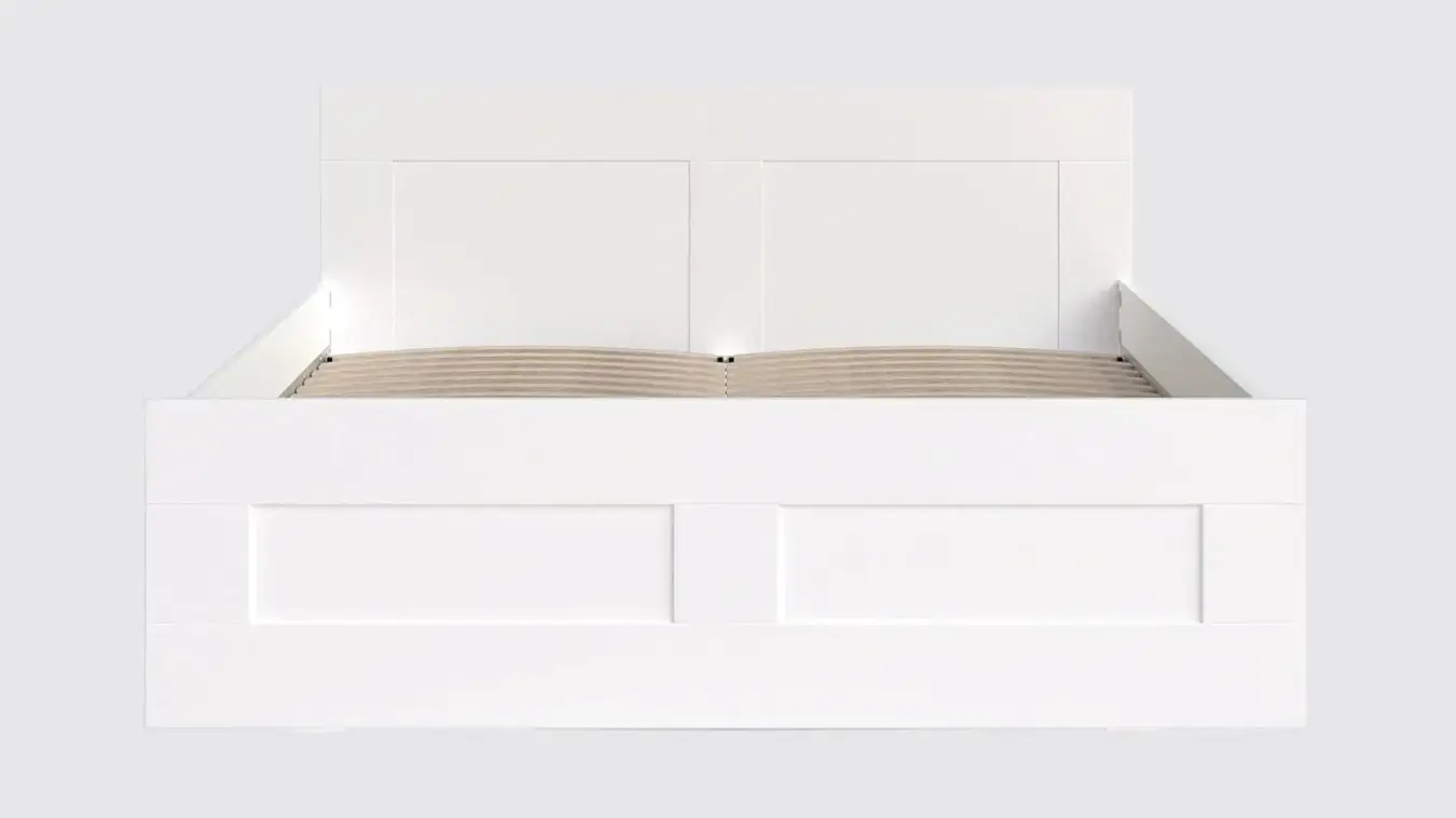 Мягкая кровать двуспальная Istra, цвет Белый с прямоугольной стяжкой изголовья Askona фотография товара - 2 - большое изображение